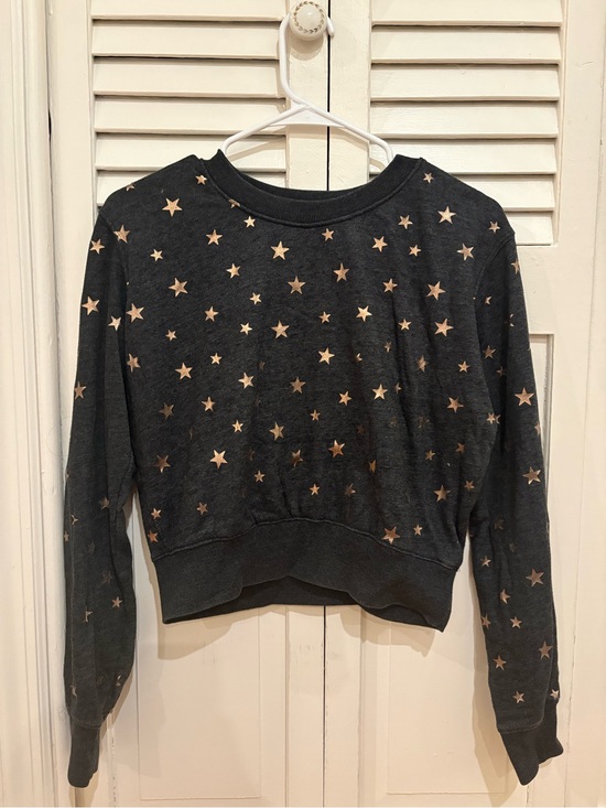 Spiritual Gangster Tops - Spiritual Gangster Charcoal Star Print Cropped Sweatshirt